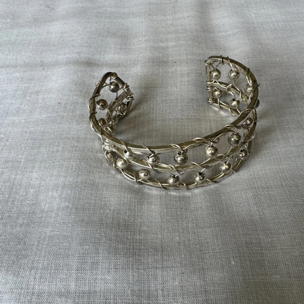 Gold-Tone Beaded Open Cuff Bracelet - Women Jewelry